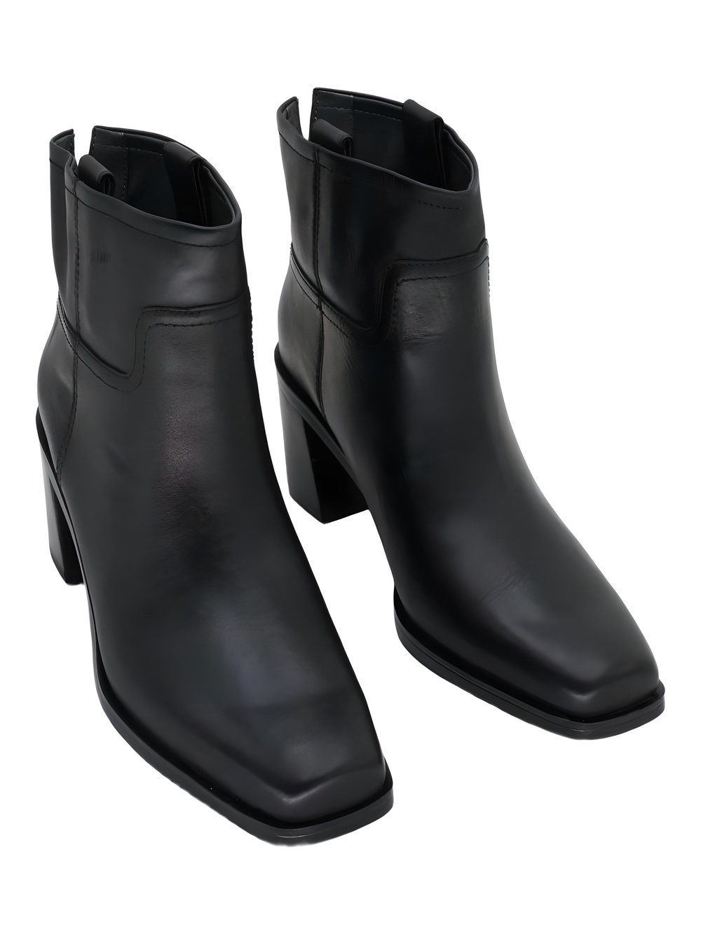 Franco Sarto Ivanna Square Toe Black Leather Ankle Boots Size 8